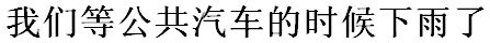 Chinese sentence: "It was raining while we waited for the bus"